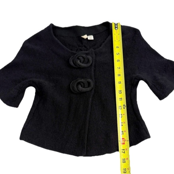 Anthropologie MOTH Black Alpaca Wool Cropped Cardigan XS Textured Knit - Picture 5 of 8